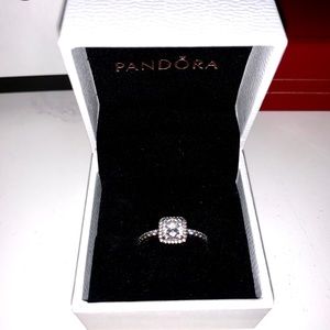 Square Sparkle Halo Ring Pandora size 6
